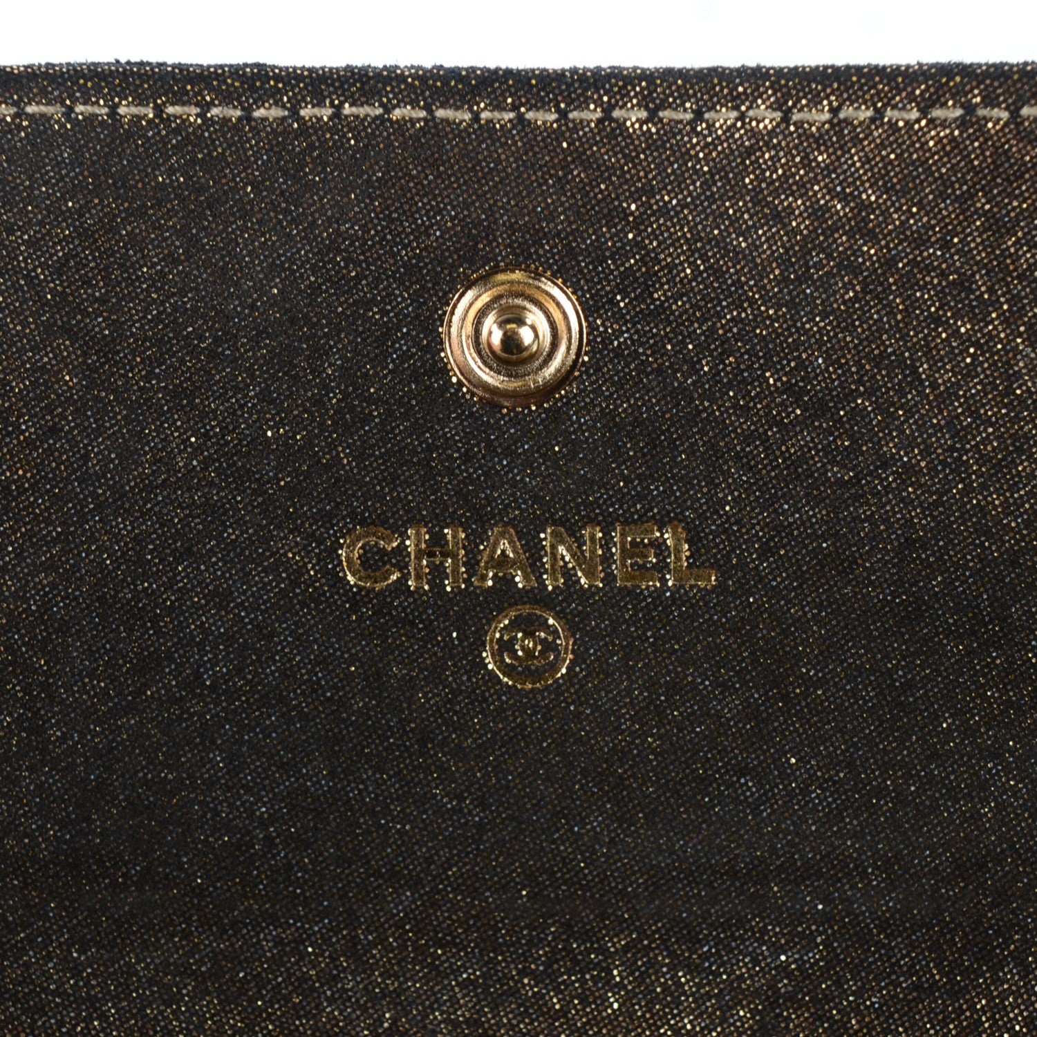 Chanel Iridescent Calfskin Quilted Tartan Button Large Gusset Flap Wallet Gold 6 of 8