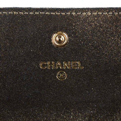 Chanel Iridescent Calfskin Quilted Tartan Button Large Gusset Flap Wallet Gold 6 of 8