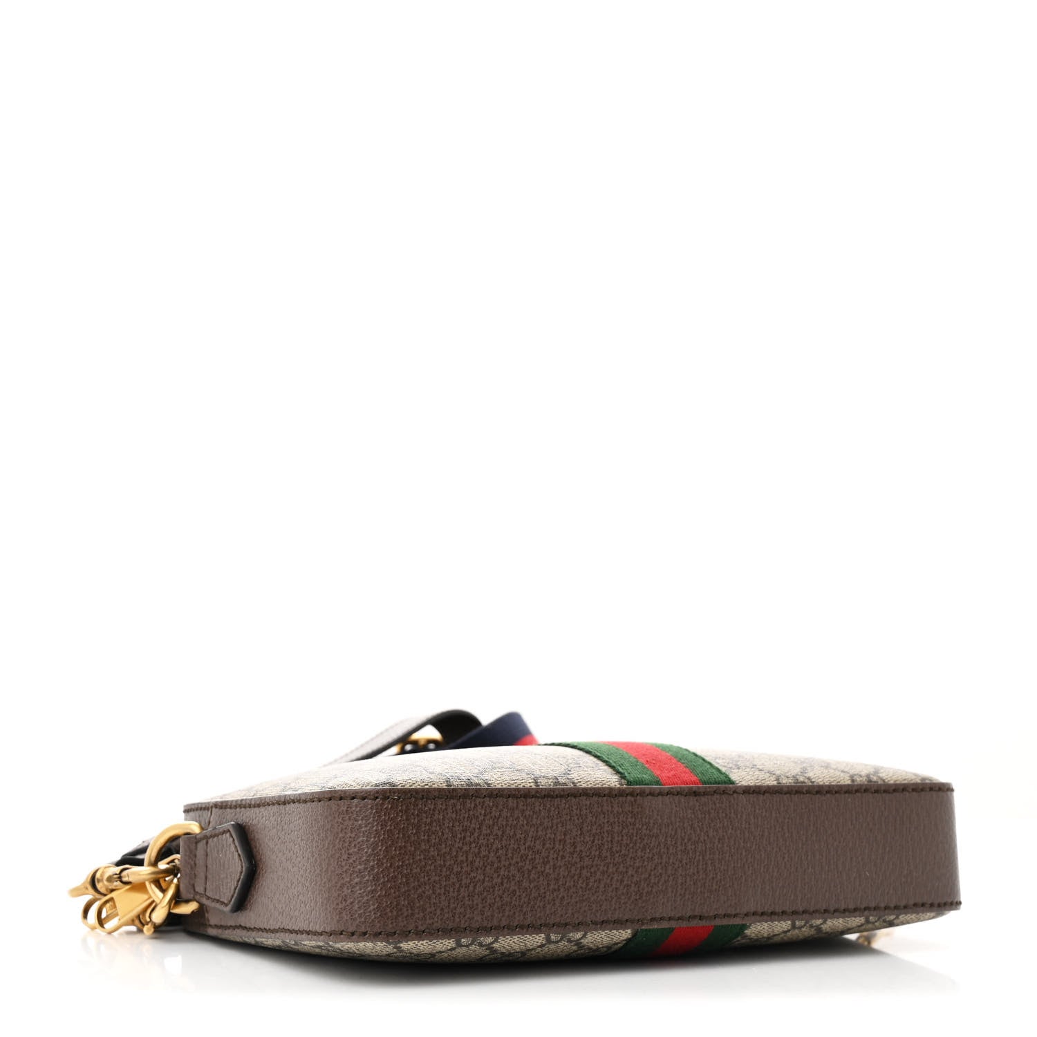 Gucci GG Supreme Monogram Textured Dollar Calfskin Web Ophidia Wristlet Shoulder Bag Beige Ebony New Acero 4 of 11