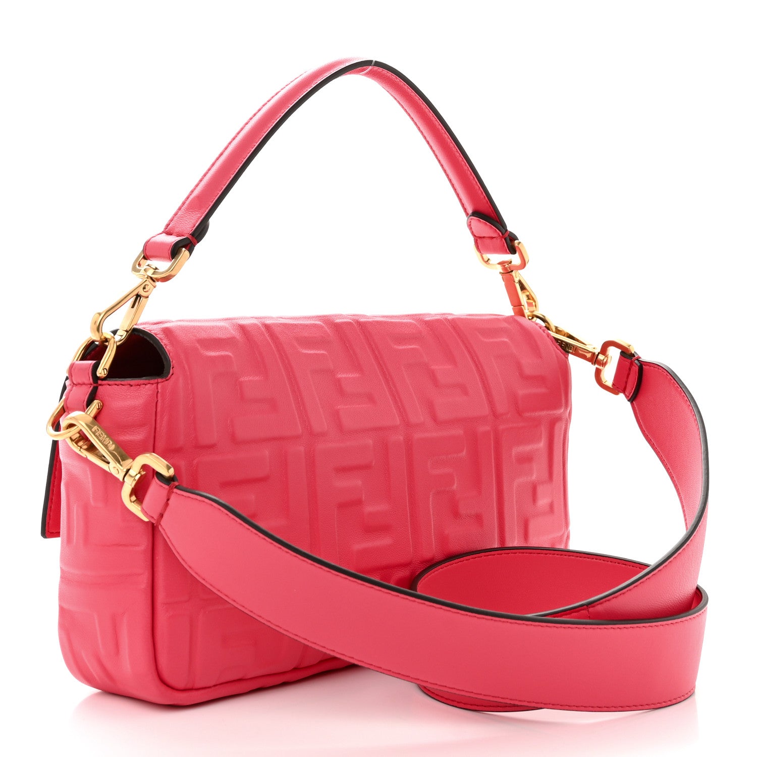 Fendi Nappa FF 1974 Embossed Baguette Lampone 3 of 10