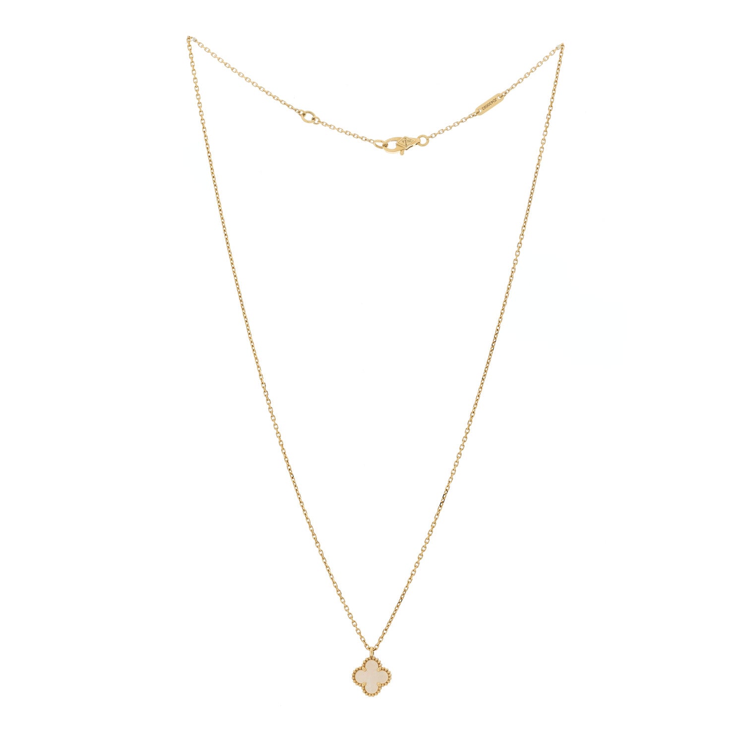 Van Cleef & Arpels 18K Yellow Gold Mother of Pearl Sweet Alhambra Pendant Necklace 3 of 6