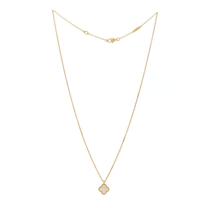Van Cleef & Arpels 18K Yellow Gold Mother of Pearl Sweet Alhambra Pendant Necklace 3 of 6