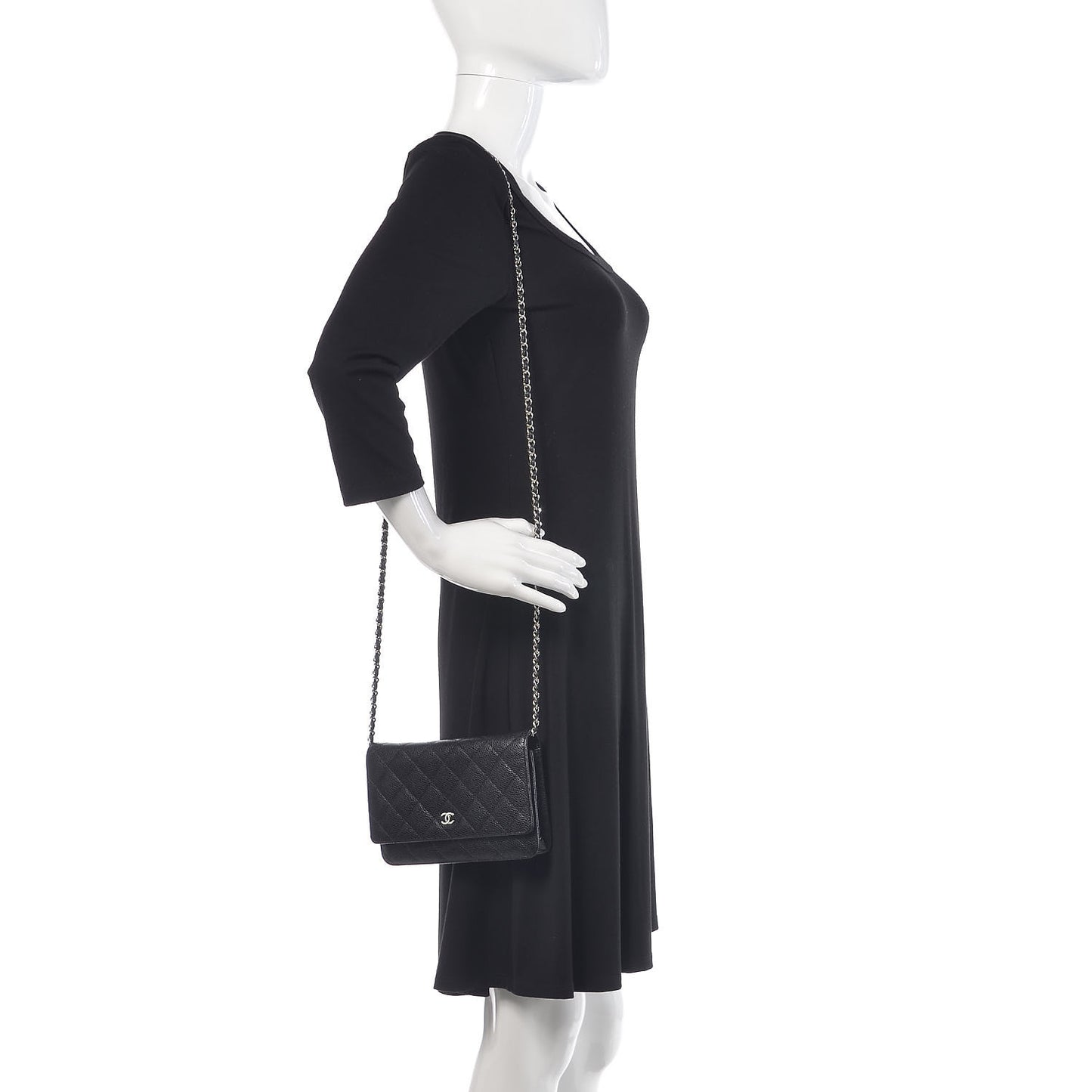 Caviar Quilted Wallet On Chain WOC Black