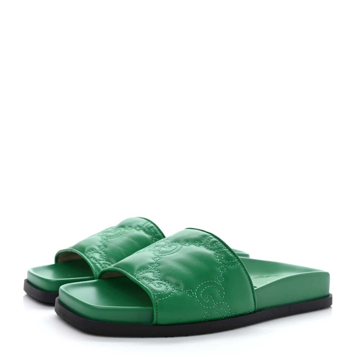Nappa GG Matelasse Flat Slide Sandals 36 New Shamarock