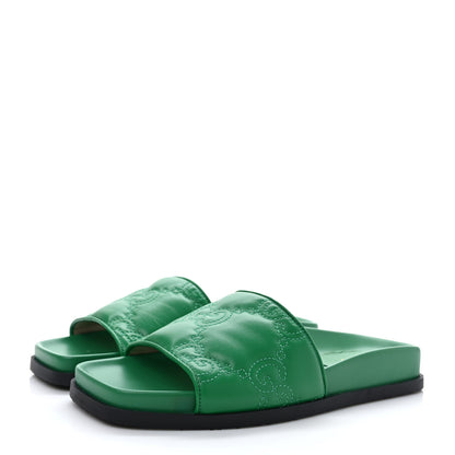 Gucci Nappa GG Matelasse Flat Slide Sandals 36 New Shamarock 3 of 8