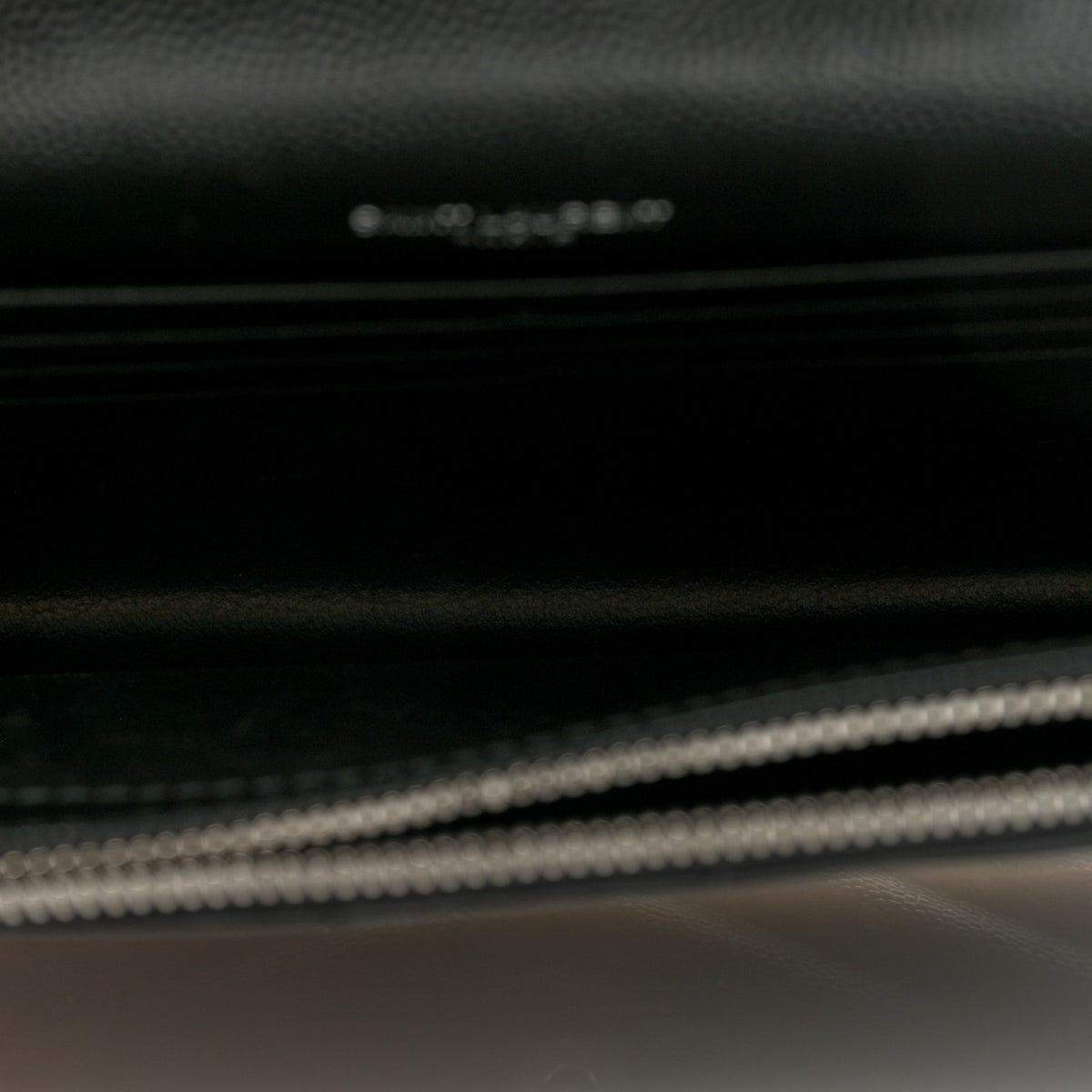Grain De Poudre Matelasse Chevron Monogram Envelope Chain Wallet Black
