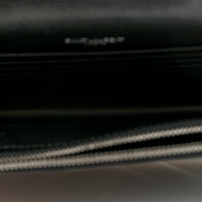 Saint Laurent Grain De Poudre Matelasse Chevron Monogram Envelope Chain Wallet Black 5 of 10