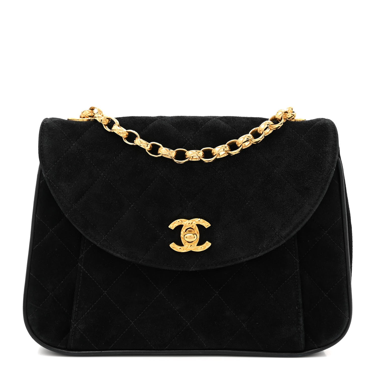 Chanel Suede Quilted Small Single Flap Black 1 of 10