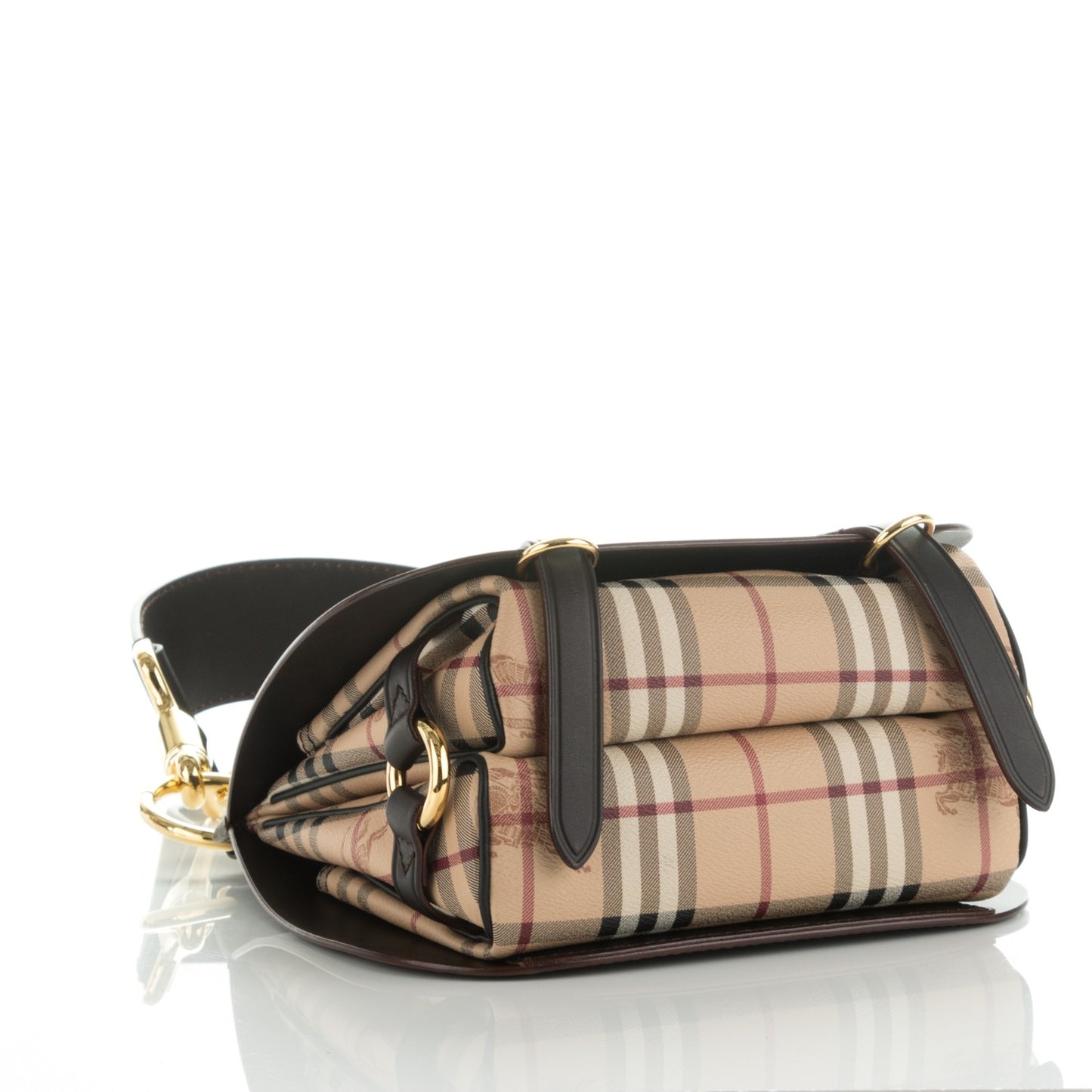Haymarket Check Large Bridle Saddle Bag Dark Clove Brown