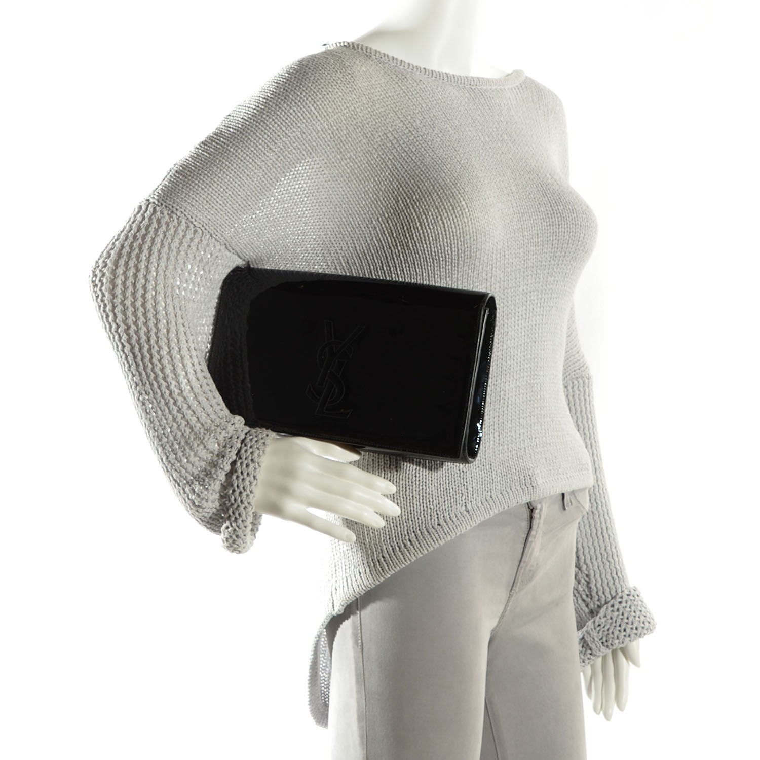 Saint Laurent Patent Monogram Large Belle De Jour Clutch Black 2 of 7