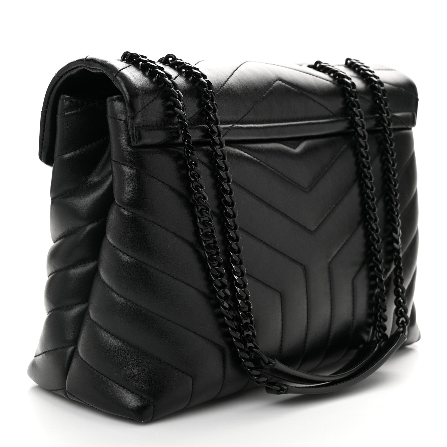 Saint Laurent Calfskin Y Quilted Monogram Medium Loulou Chain Satchel Black 3 of 10
