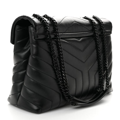Saint Laurent Calfskin Y Quilted Monogram Medium Loulou Chain Satchel Black 3 of 10