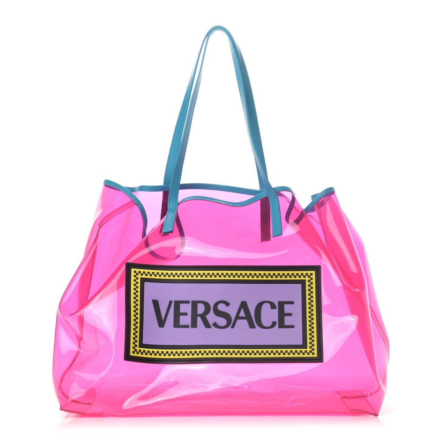 Vinyl Calfskin 90s Logo Tote Pink Blue