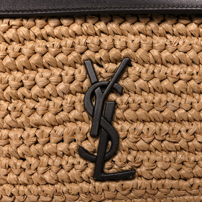 Saint Laurent Raffia Calfskin Monogram Medium Niki Chain Satchel Natural 7 of 12