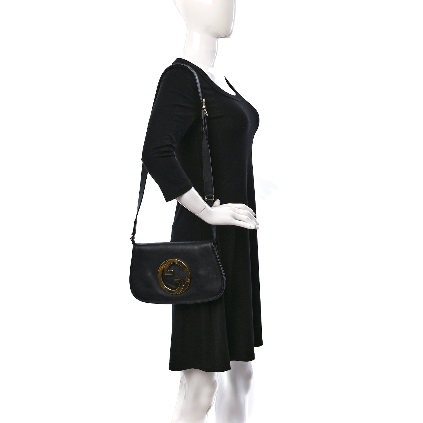 Roxy Calfskin Blondie Chain Shoulder Flap Bag Black