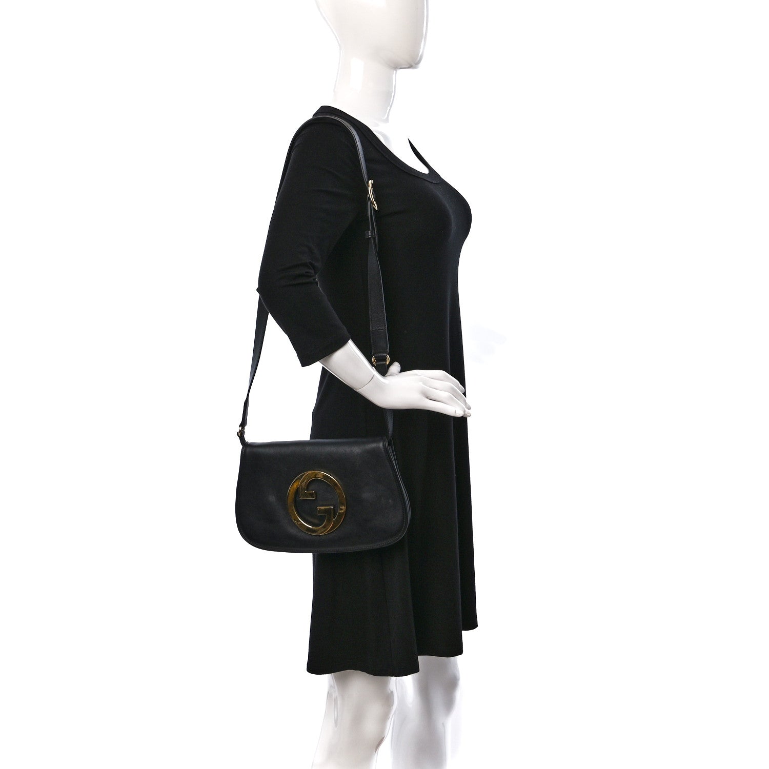 Gucci Roxy Calfskin Blondie Chain Shoulder Flap Bag Black 2 of 10