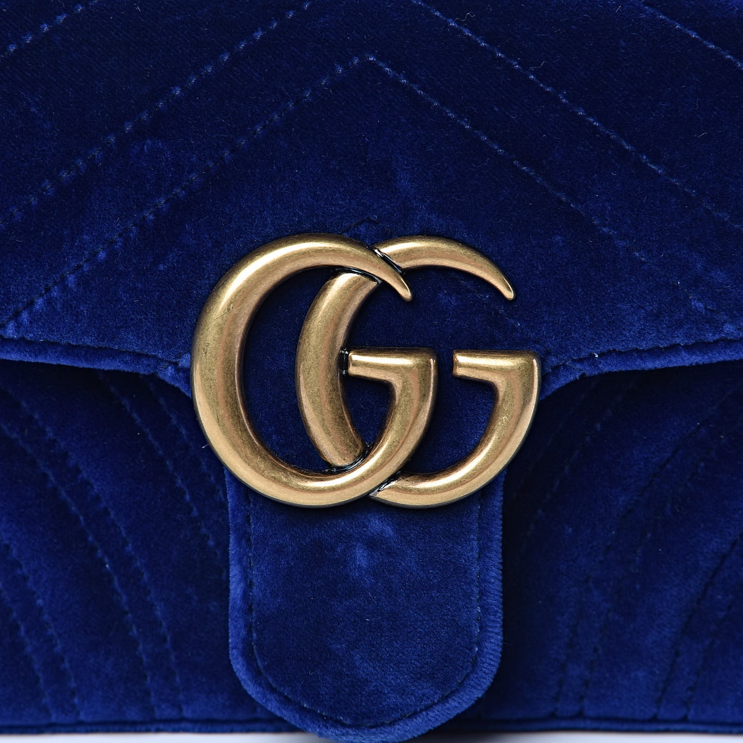 Velvet Matelasse Mini GG Marmont Shoulder Bag Cobalt Blue