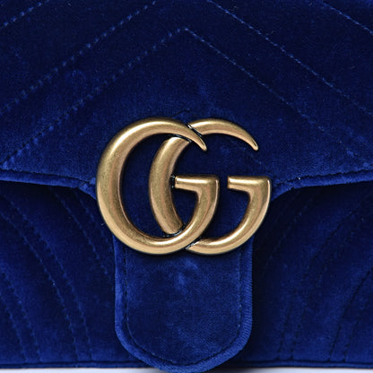 Gucci Velvet Matelasse Mini GG Marmont Shoulder Bag Cobalt Blue 6 of 10