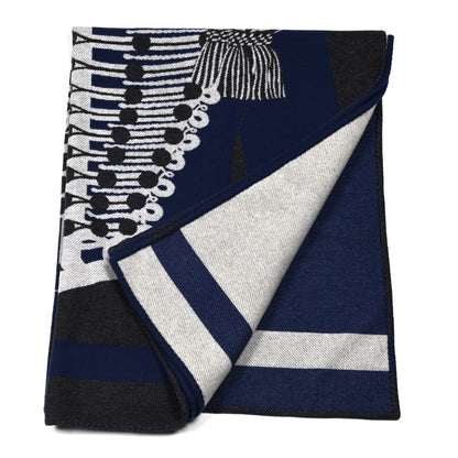 Hermes Cashmere Wool Brandebourgs Blanket Encre 2 of 3
