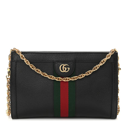 Gucci Calfskin GG Web Small Ophidia Chain Shoulder Bag Black 1 of 11