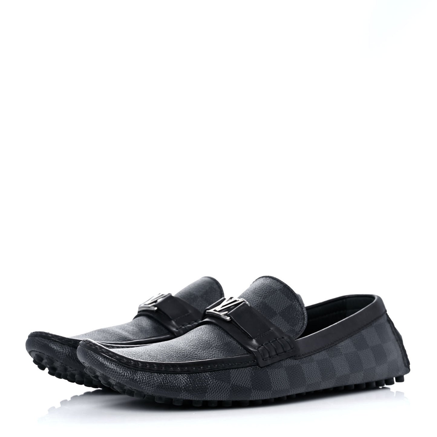 Mens Damier Graphite Hockenheim Moccasin Loafers 8 Onyx