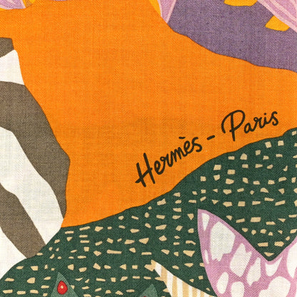 Hermes Cashmere Silk En Liberte Shawl 140 White Parme Orce 3 of 3