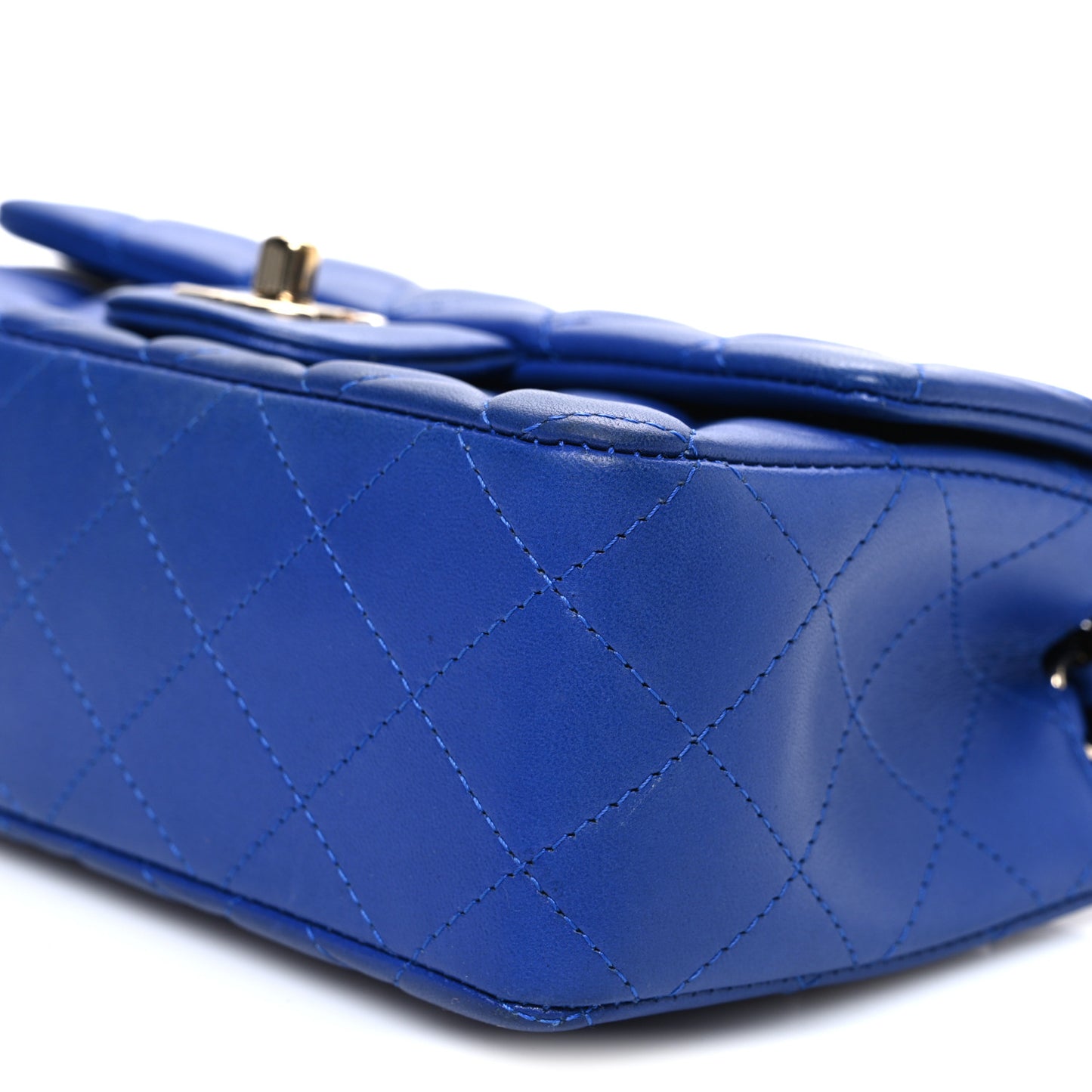Lambskin Quilted Mini Rectangular Flap Blue