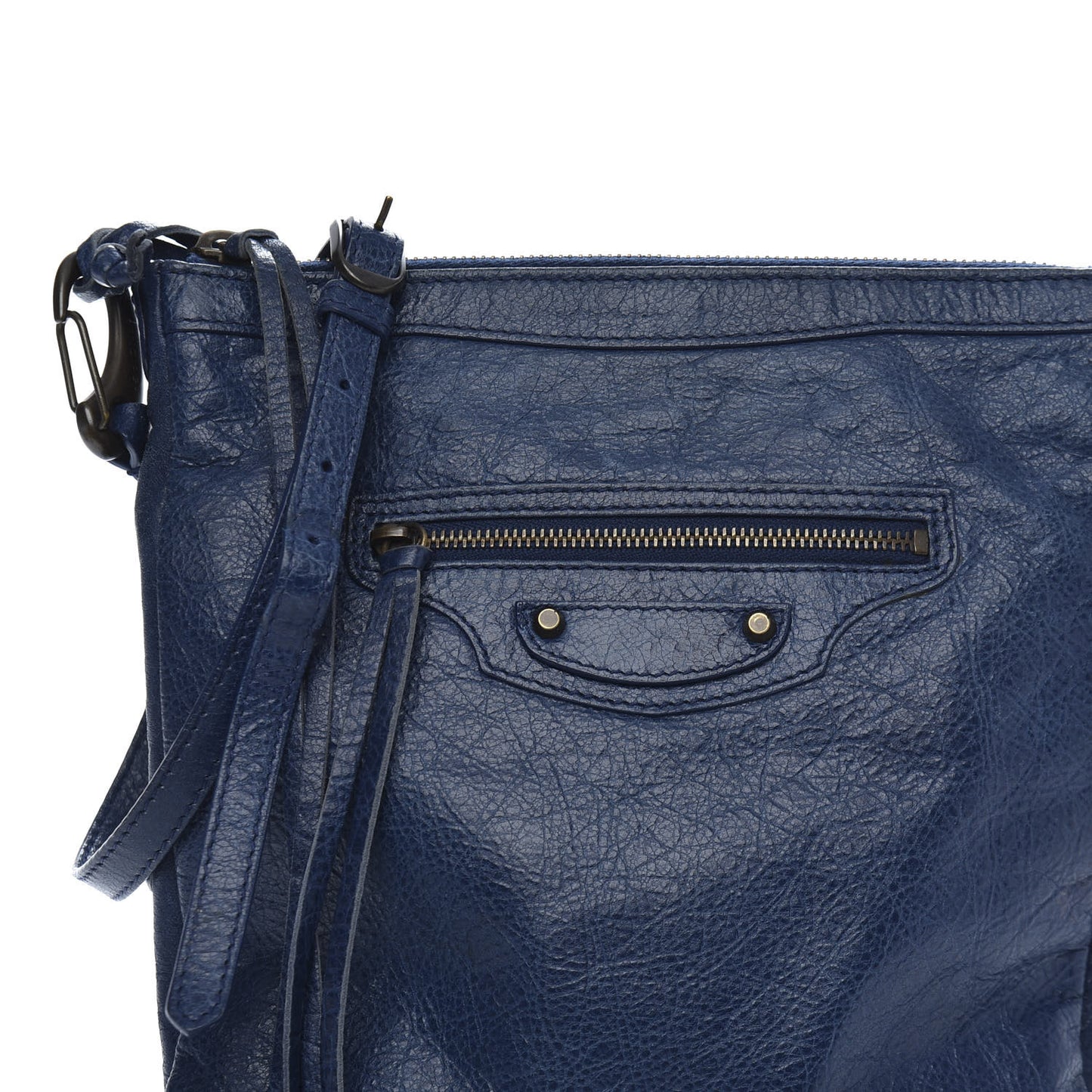 Agneau Classic Hardware Flat Crossbody Bleu Mineral