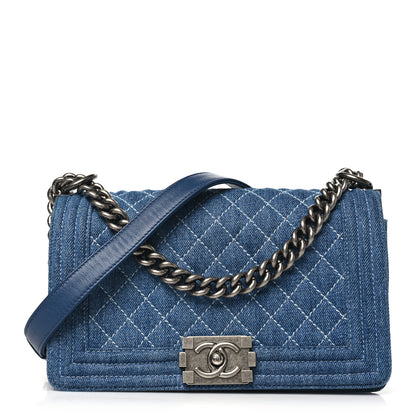 Chanel Denim Quilted Medium Boy Flap Blue 1 of 12