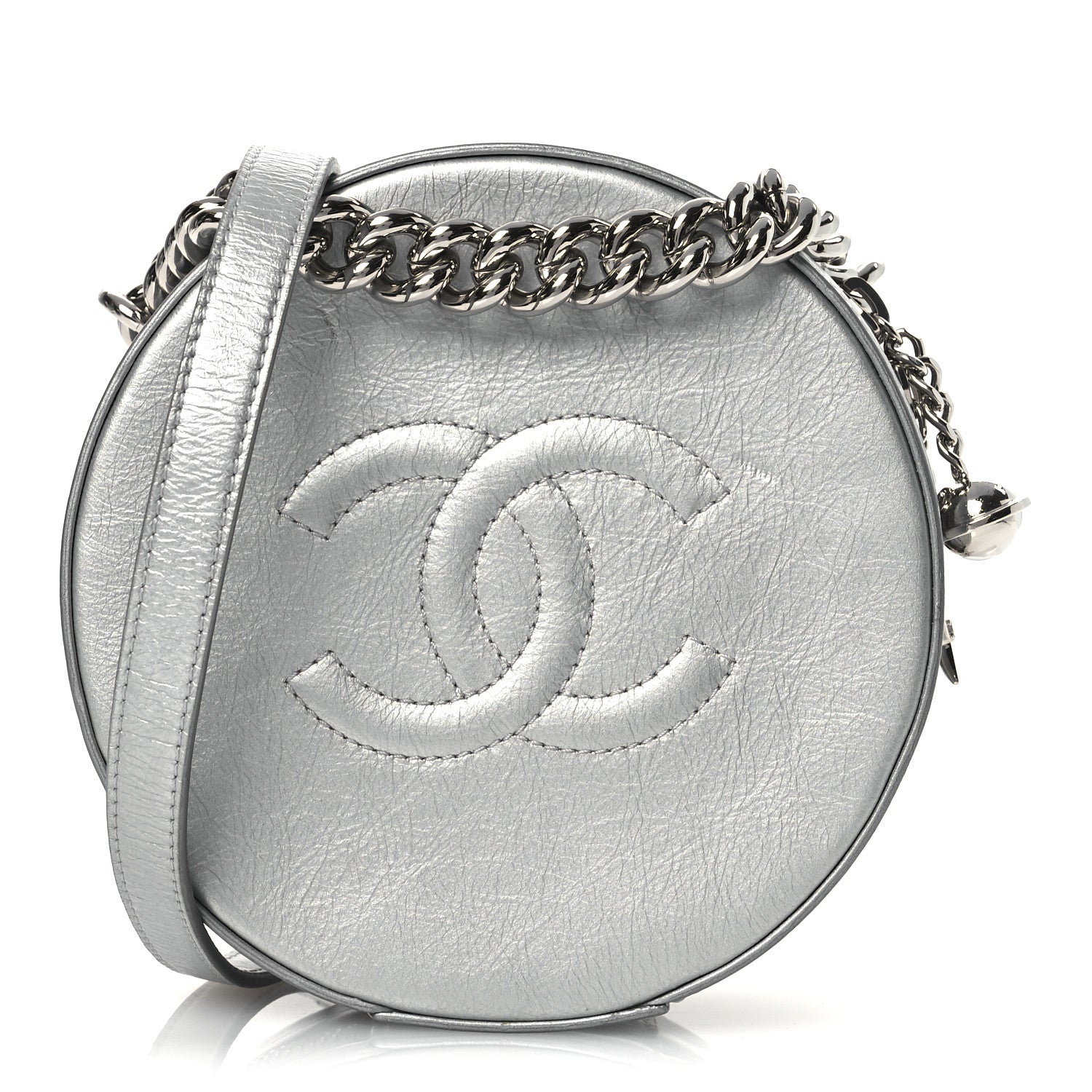 Chanel Metallic Glazed Calfskin Round As Earth Evening Bag Silver 8 of 14