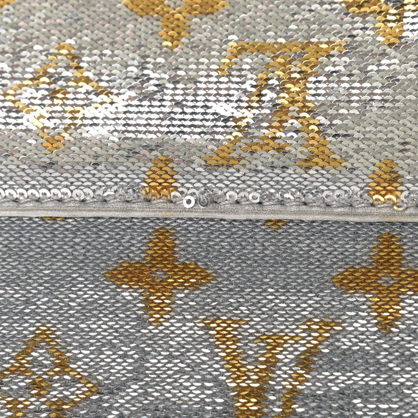 Sequins Monogram Twist Shoulder Bag PM Gold Silver
