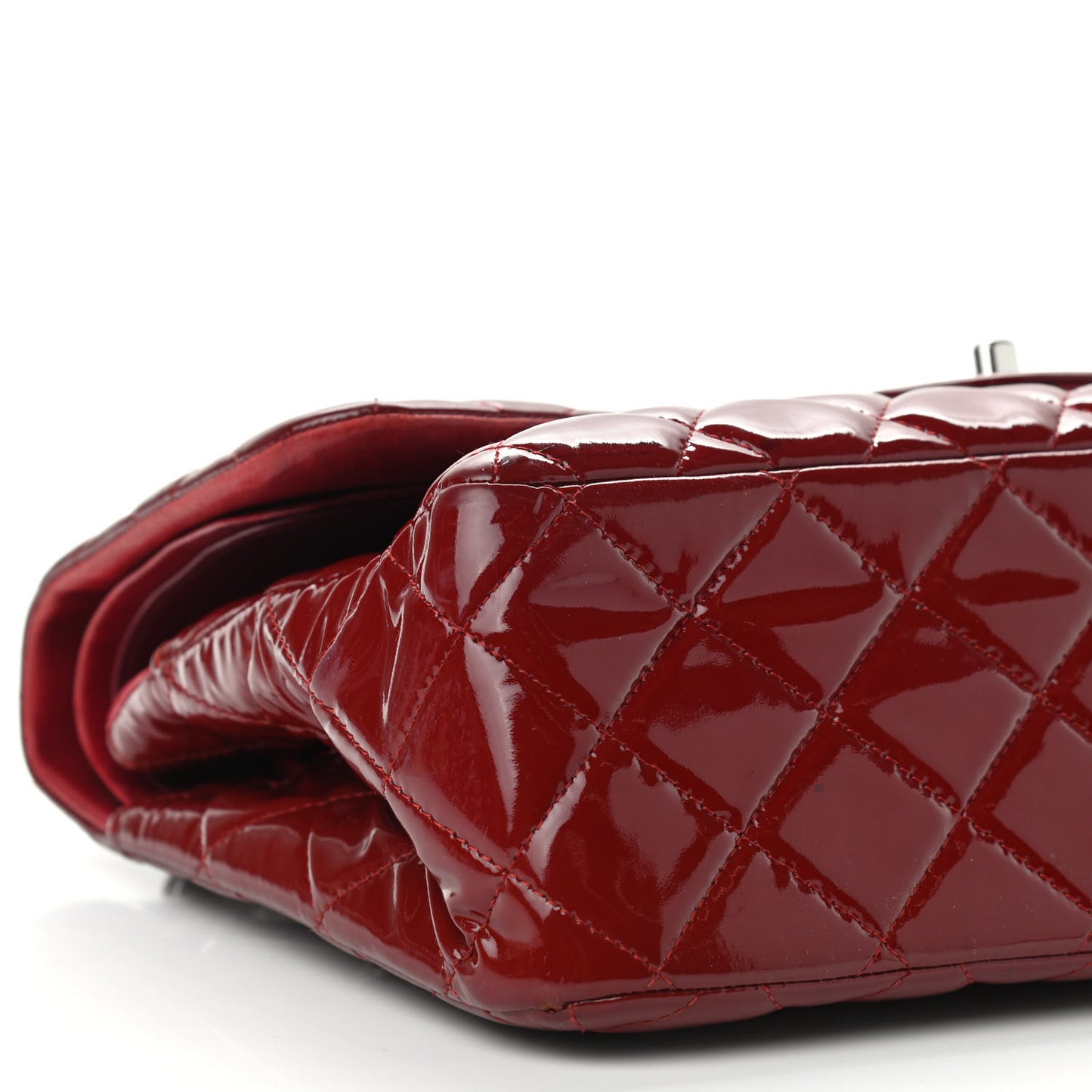 Patent Quilted Jumbo Double Flap Dark Red