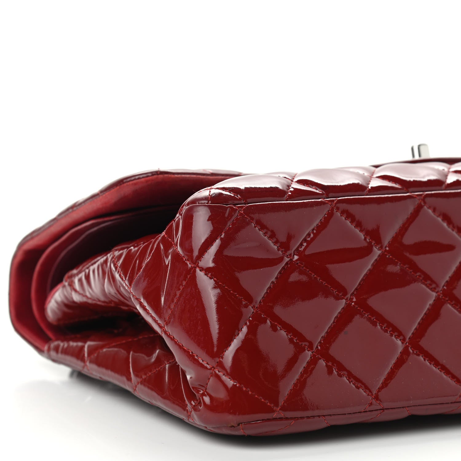 Chanel Patent Quilted Jumbo Double Flap Dark Red 4 of 13