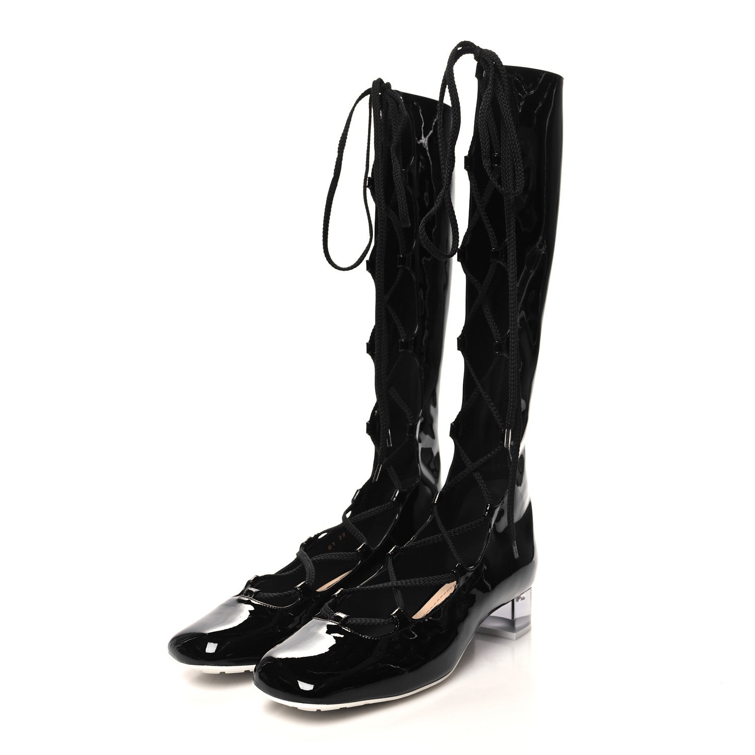 Christian Dior Patent Diorarty 30mm Lace Up Boots 39 Black 3 of 8