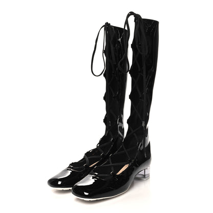 Christian Dior Patent Diorarty 30mm Lace Up Boots 39 Black 3 of 8