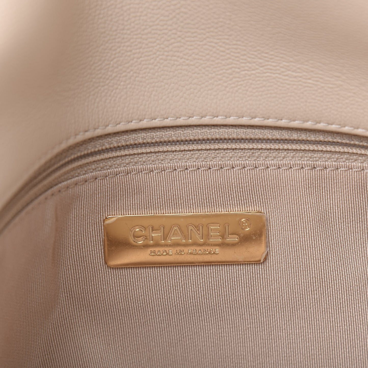 Lambskin Quilted Large 19 Flap Beige