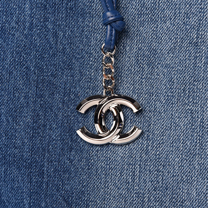 Chanel Denim Printed Shopping Bag Blue 9 of 12