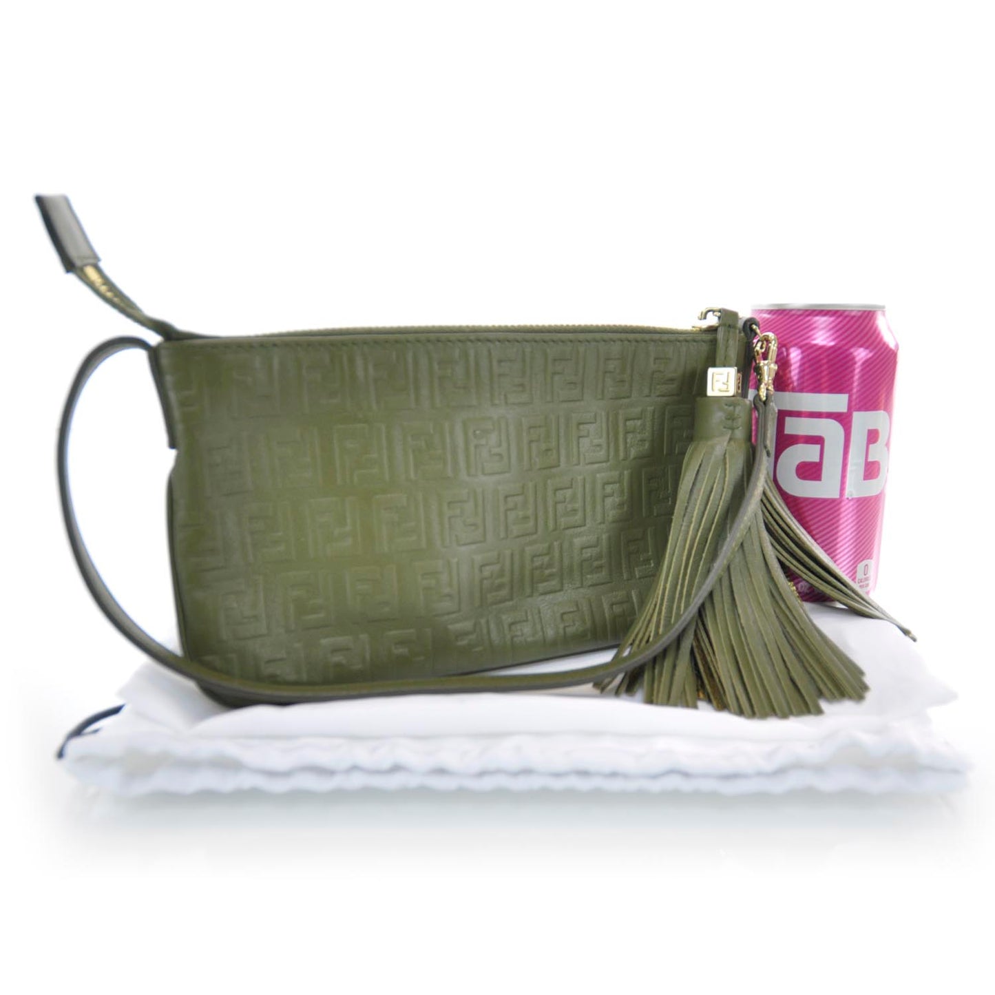 Leather Tassel Pochette Green