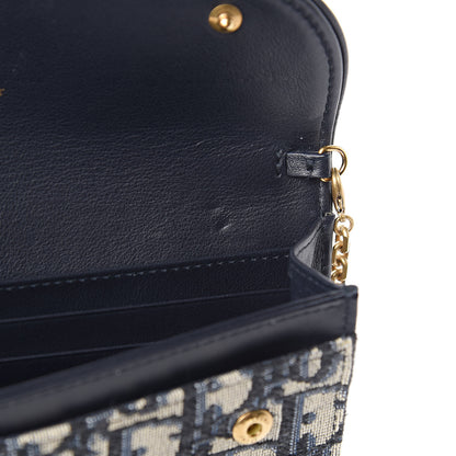 Christian Dior Oblique Saddle Chain Long Wallet Blue 7 of 12