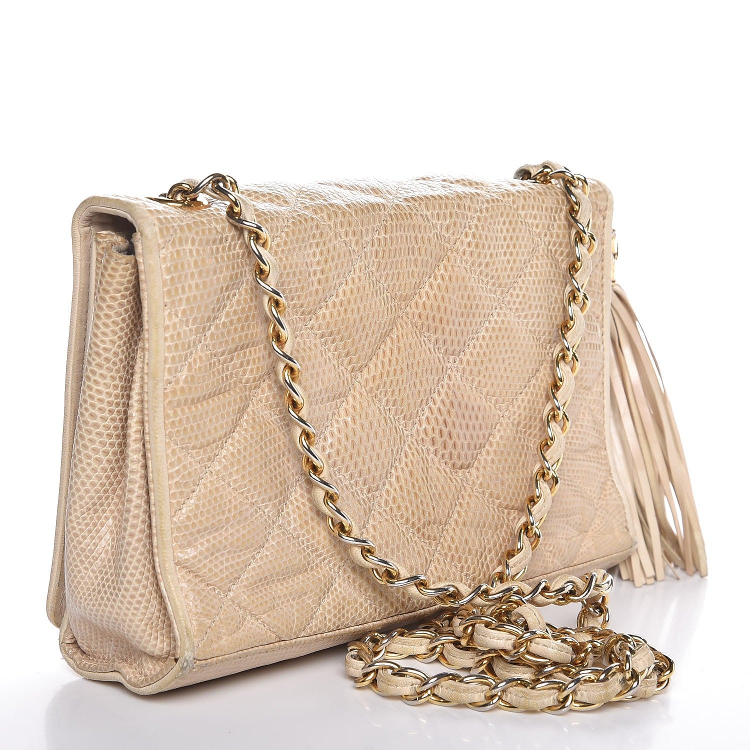 Chanel Lizard Tassel Flap Bag Light Brown 3 of 17