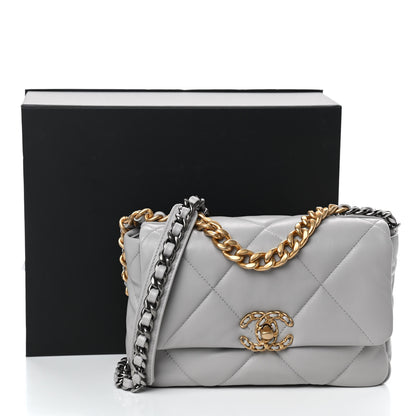 Chanel Lambskin Quilted Medium Chanel 19 Flap Grey 11 of 11