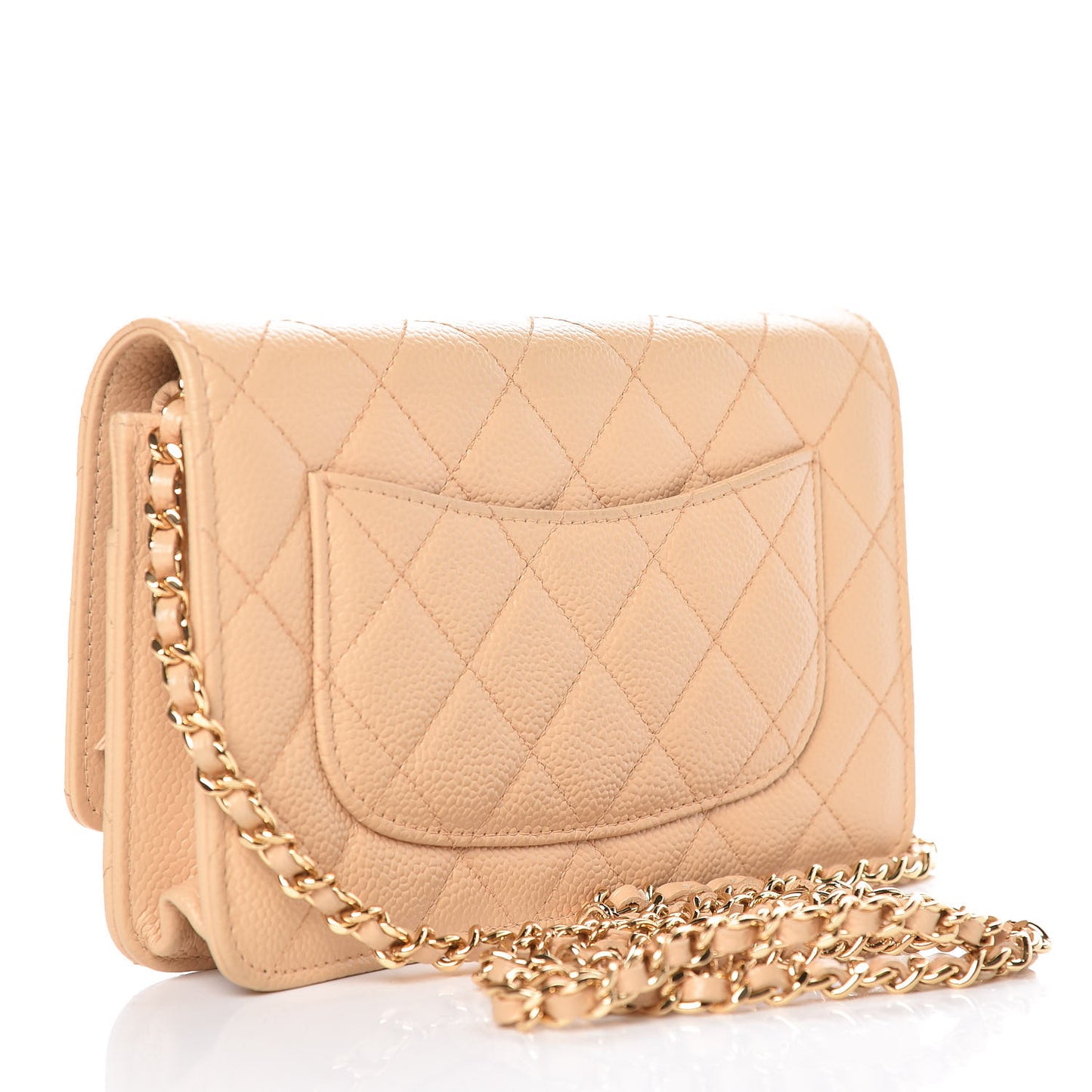 Caviar Quilted Wallet On Chain WOC Beige Clair