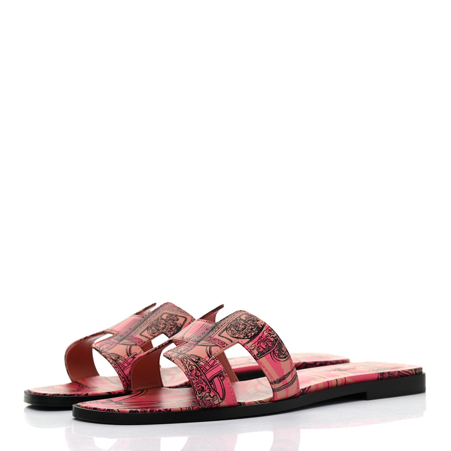 Calfskin Printed Brides de Gala en Desordre Oran Sandals 38.5 Multicolor Rose Aube