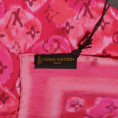 Louis Vuitton Silk Monogram Ikat Summer Square Scarf Rose Indien 4 of 5