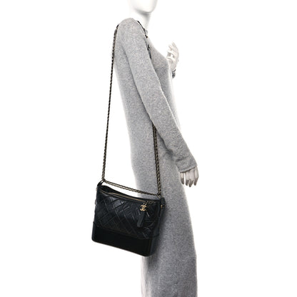 Chanel Aged Calfskin Quilted Medium Gabrielle Hobo Black 2 of 13