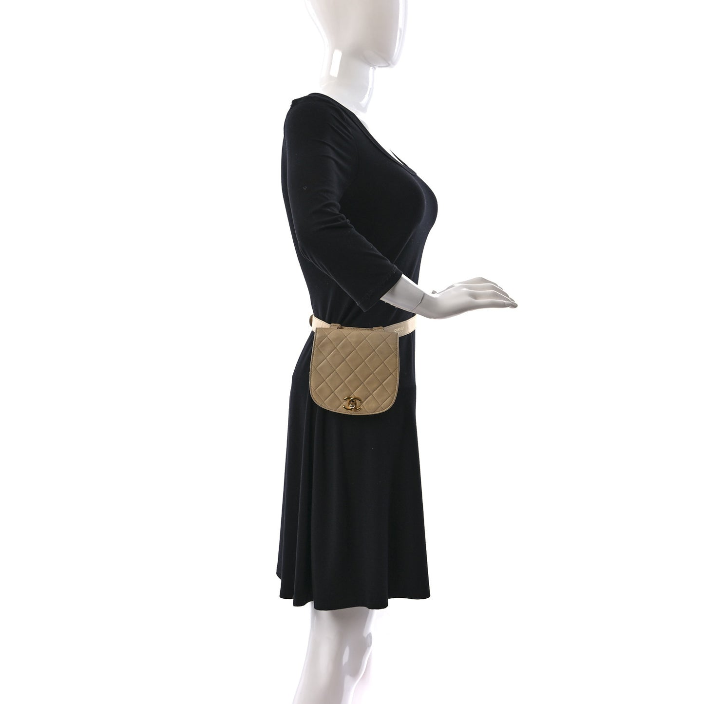 Lambskin Quilted Flap Waist Belt Bag 75 30 Beige
