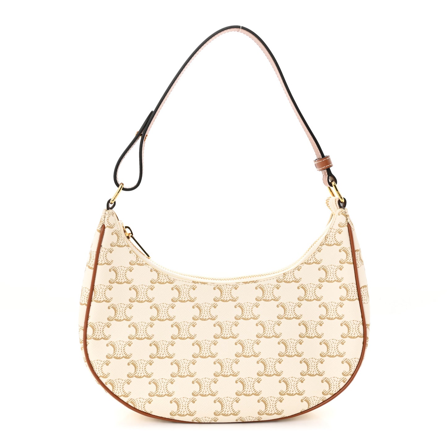 Canvas Calfskin Ava Triomphe Shoulder Bag White