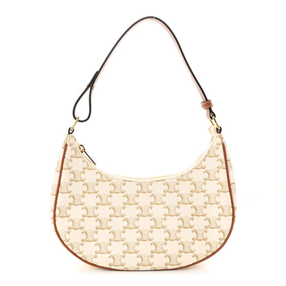Celine Canvas Calfskin Ava Triomphe Shoulder Bag White 1 of 11