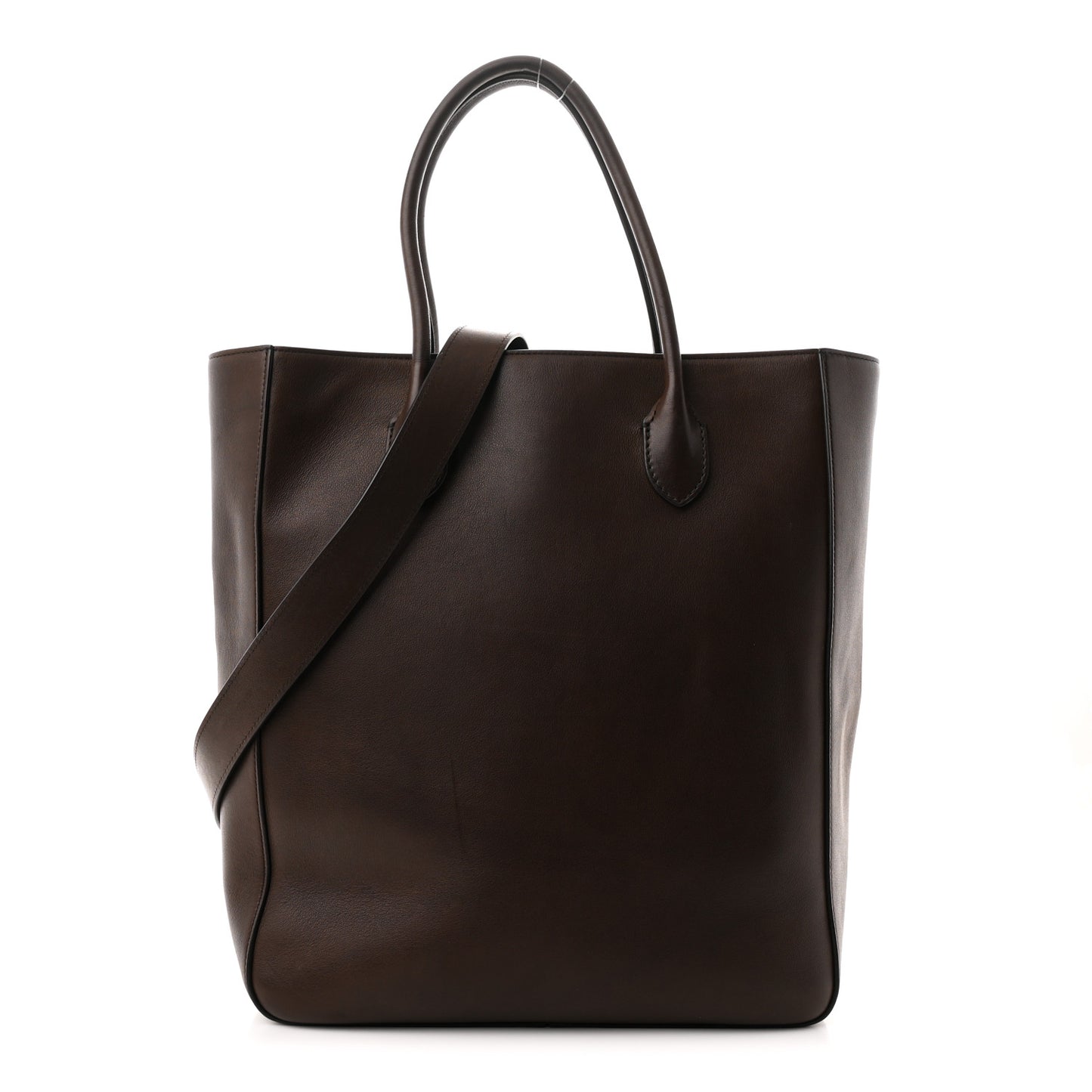 Calfskin Tall Day Luxe Tote Deep Brown