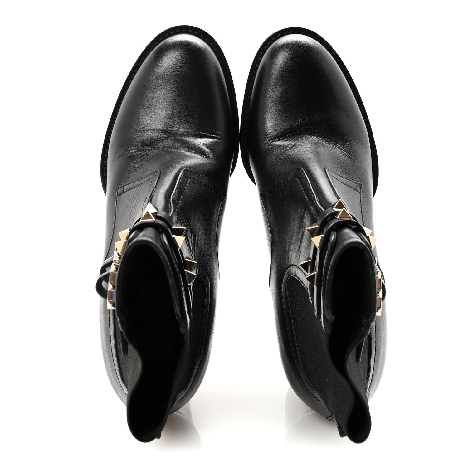 Valentino Garavani Calfskin Rockstud Double Buckle Beatle Chelsea 70mm Ankle Boots 38 Black 2 of 9